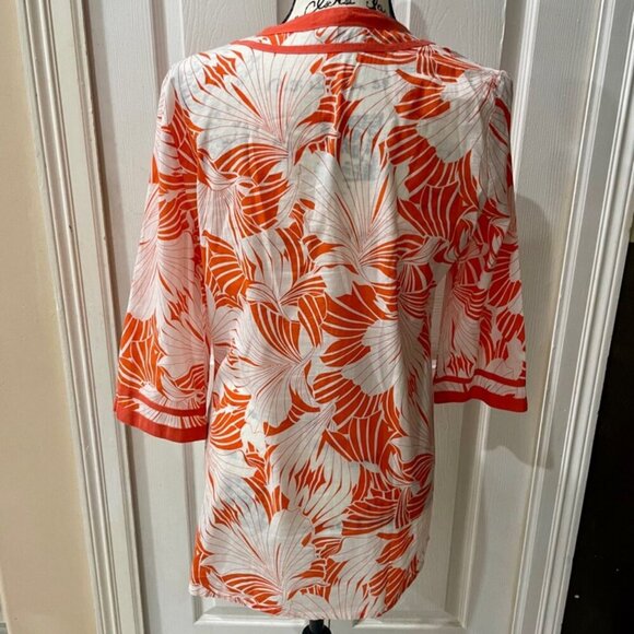 J.CREW TROPICAL PREPPY TUNIC MINI DRESS 3/4 SLEEVE FLORAL BOHO 70’ STYLE SZ M - Picture 7 of 13